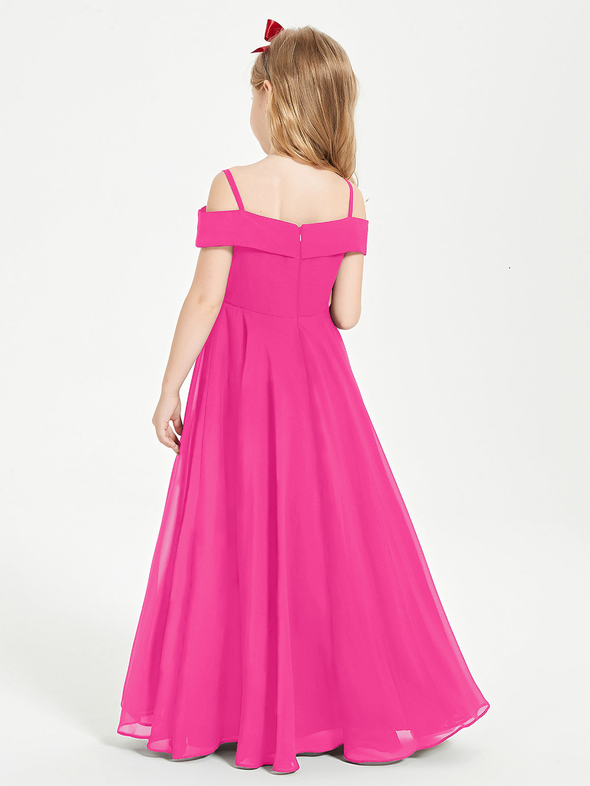 Off-the-Shoulder Dresses for Stylish Junior Bridesmaids Fuchsia